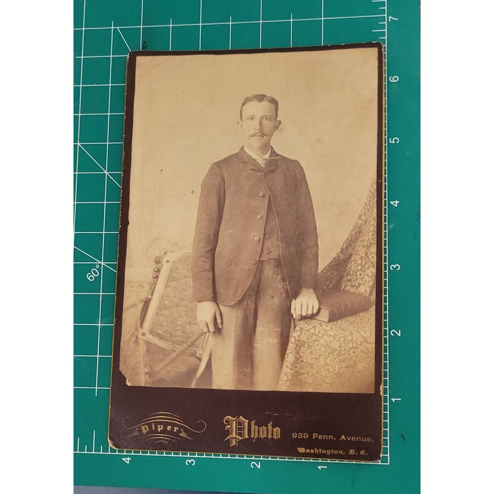 Antique Victorian Cabinet Card Dashing Gentleman Al Shaw Piper Washington DC